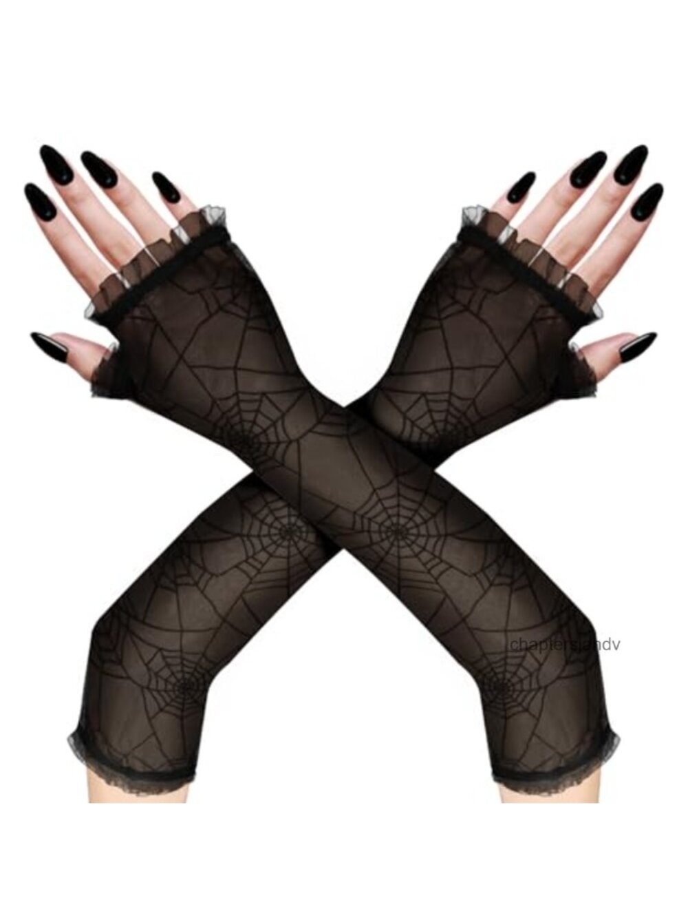 Spider Web Arm Warmers Fingerless Lace Gloves Gothic Halloween Cosplay